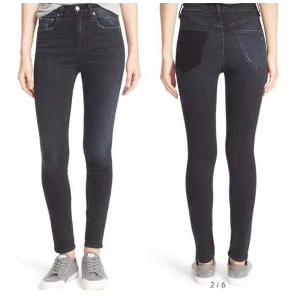 Rag & Bone Dive High Rise Skinny in Clean Steele Black Jeans Size 25 - Picture 1 of 8